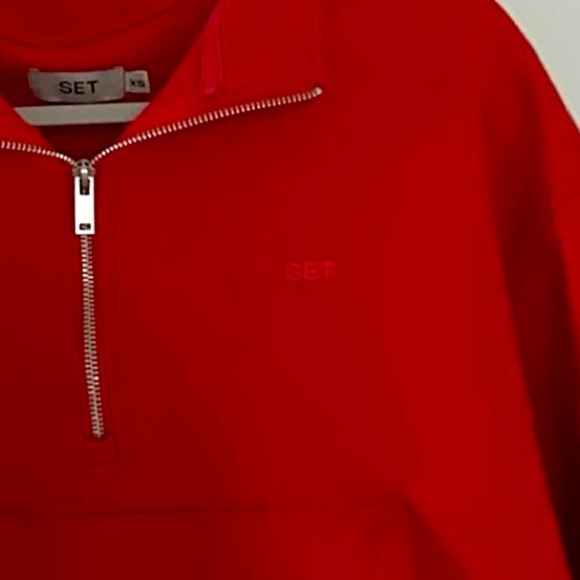 SET ACTIVE-HALF ZIP sweatshirt-Spicy red-XS-NWT - Picture 2 of 7
